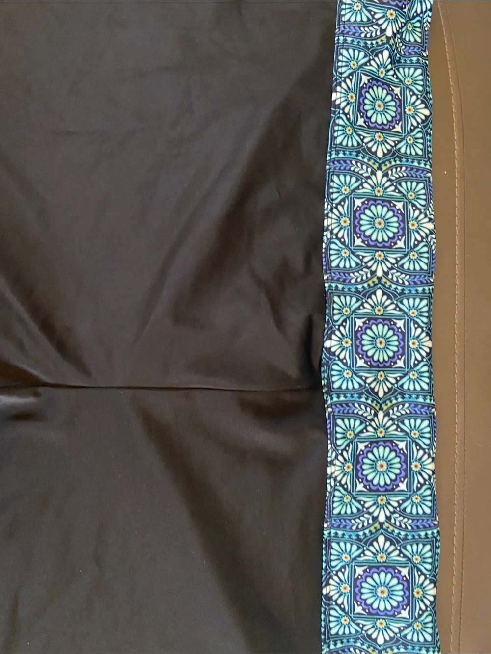 Black Swim Shorts with Blue Mosaic Waistband